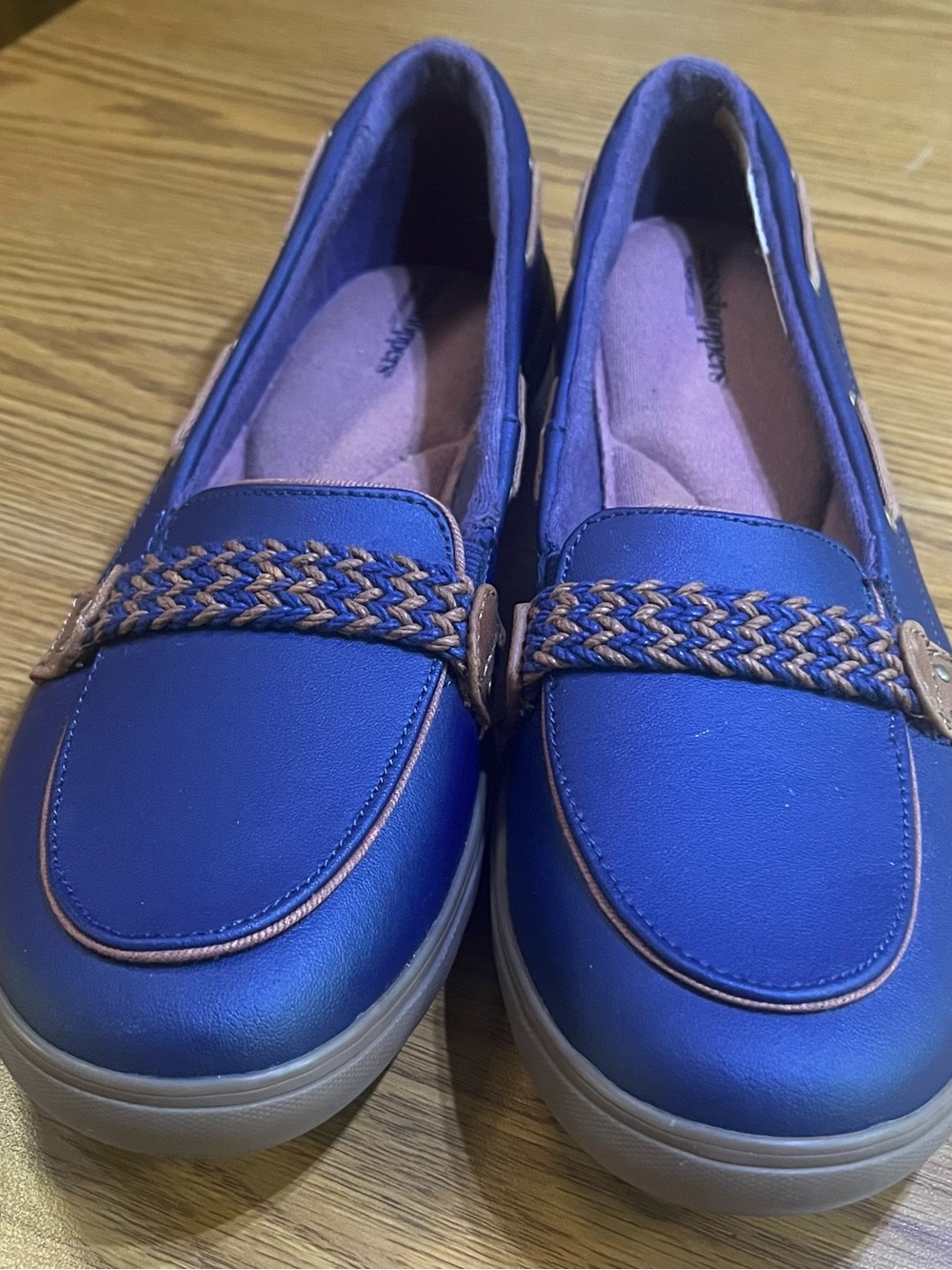 Grasshoppers Memory Deluxe Blue Slip-On with Braided Accent